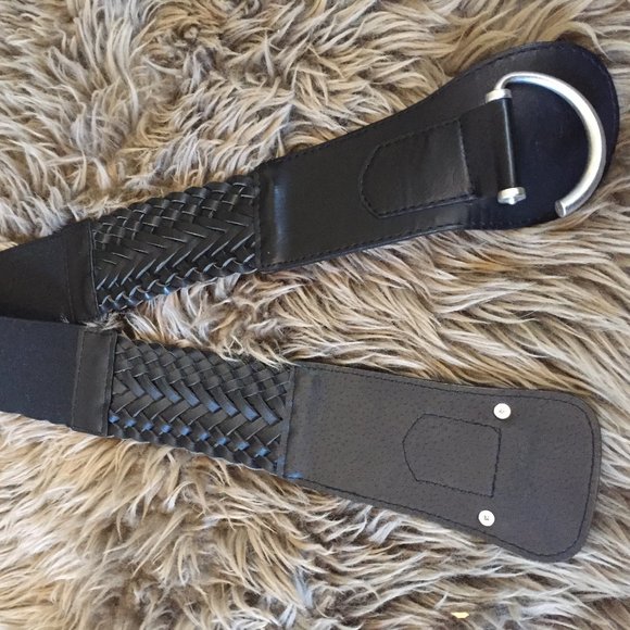 Smart Set black vegan braided leather belt w/elastic panel - M - Picture 6 of 7